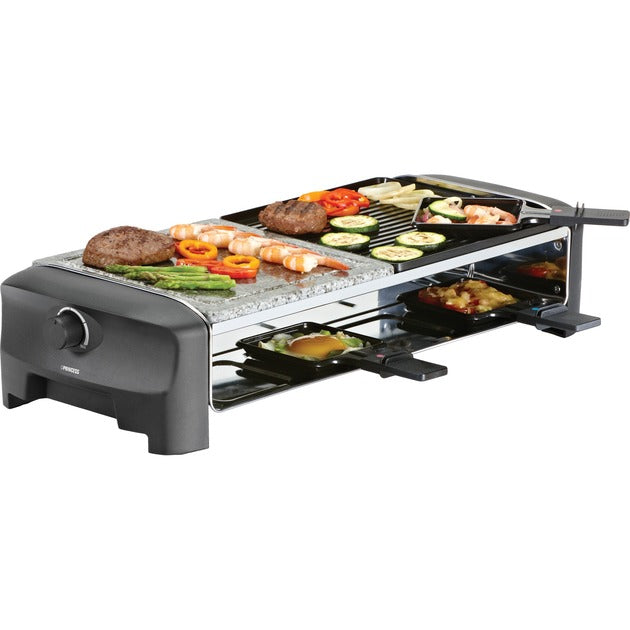 Princess raclette 8 stone grill party gourmetstel (grijs zwart)