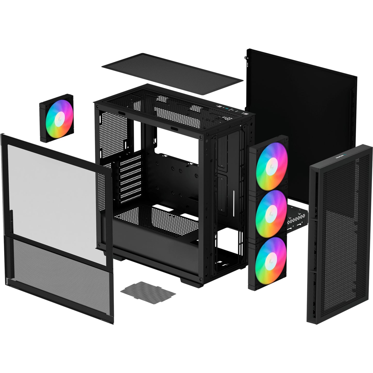 Deepcool ch560 midi tower behuizing (zwart | 1x usb-a | 1x usb-c | rgb | window)