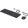 Hp 150 muis en toetsenbord met kabel desktopset (zwart, eu lay-out (qwerty), membraan, 100%, 1600 dpi)