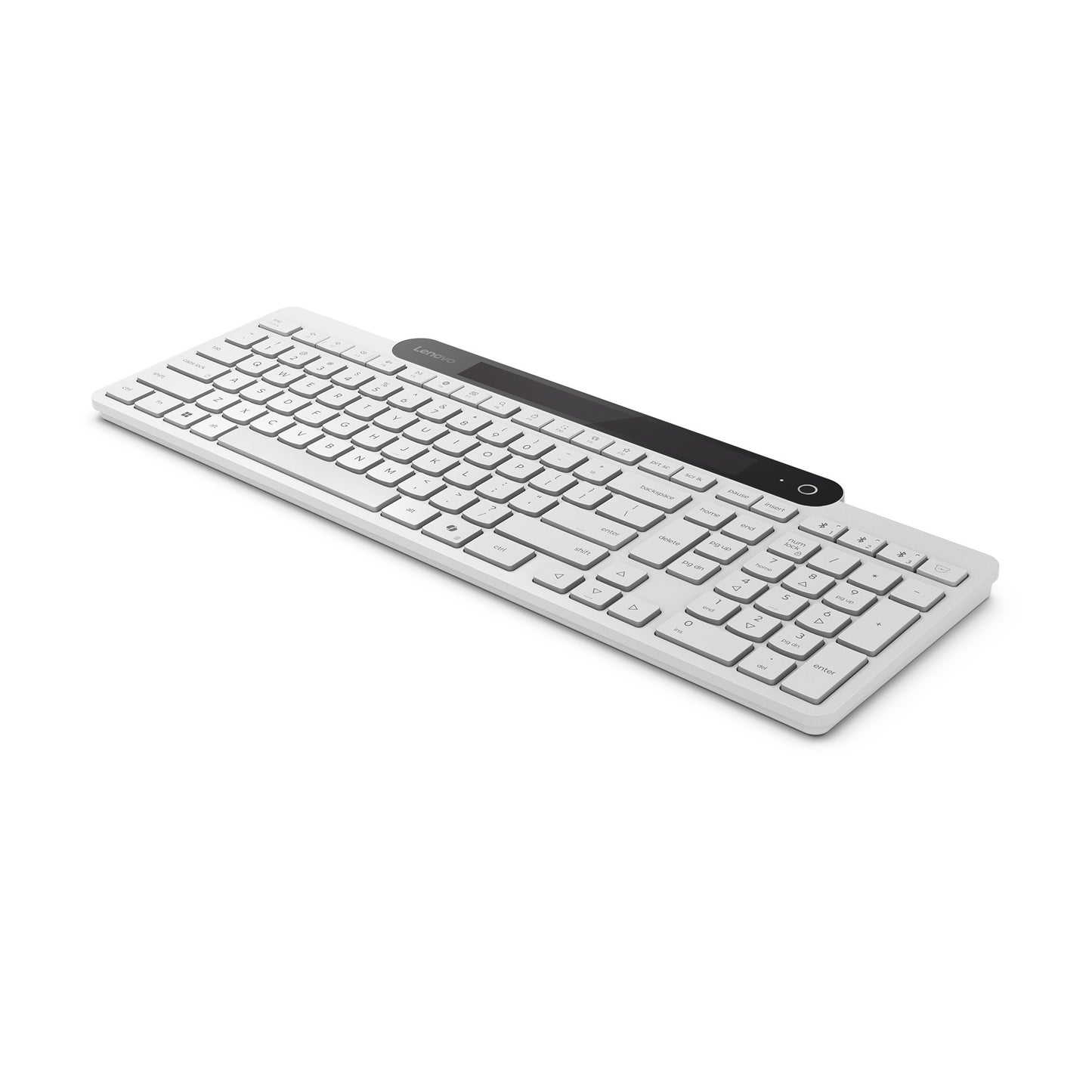 Lenovo 800 self-charging bluetooth keyboard (wit, us lay-out (qwerty), plunger, 100%, plunger switch, bluetooth 5.1, usb-c)
