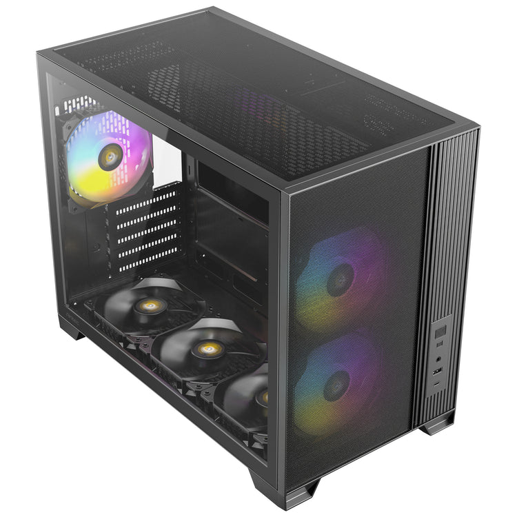Antec flux m mini tower behuizing (zwart | 1x usb-a | 1x usb-c | tempered glass)