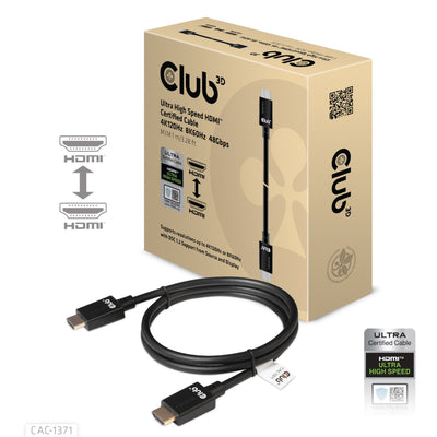 Club 3d gecertificeerde ultra high speed hdmi 2.1 kabel (zwart, 1 meter, 8k)