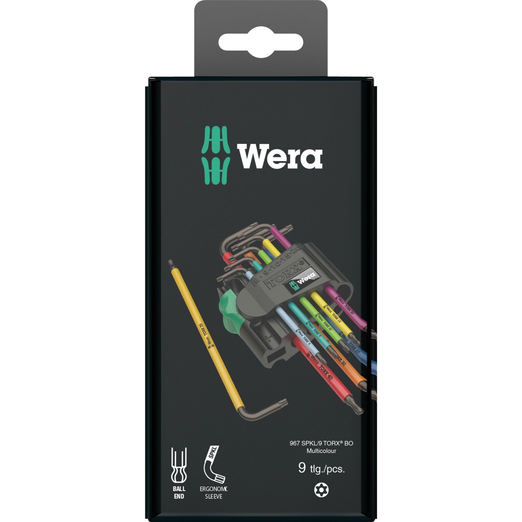 Wera inbussleutelset torx 967 9 tx bo multicolour 1 sb (9-delig, torx t8 tot t40)