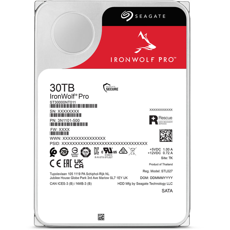 Seagate ironwolf pro 30 tb harde schijf (st30000nt011, sata 600, 24 7)