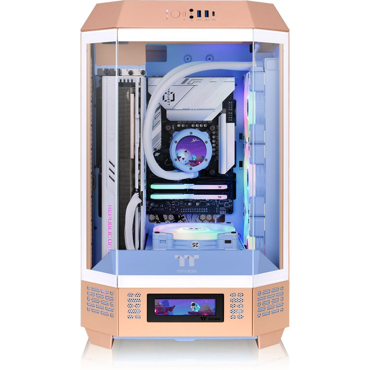 Thermaltake the tower 300 - peach fuzz mini tower behuizing (perzik | 3x usb-a | tempered glass)