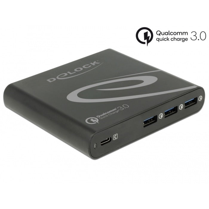 Delock usb oplader 1x usb type-c + 3x usb type-a (zwart)