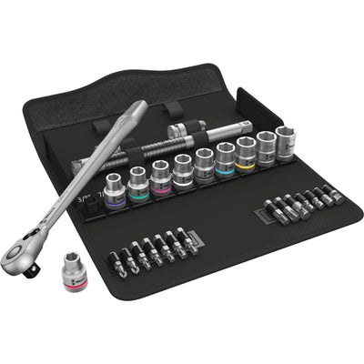 Wera 8100 sc 11 zyklop metalen ratelset gereedschapsset (zwart groen, 28-delig, volledig metalen omschakelbare ratel)