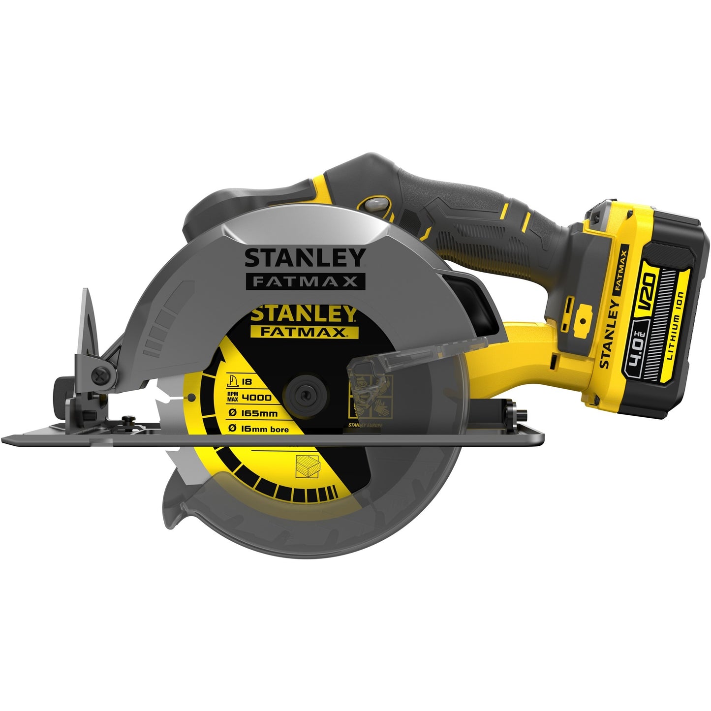 Stanley fatmax v20 18v handcirkelzaag (geel zwart, koffer, 2 accu's (2.0ah) en oplader (4a) inbegrepen)