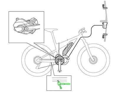 Shimano Snelheidssensor STEPS E5000, E6000, E6100, E7000 en E8000 met 1400 mm kabel