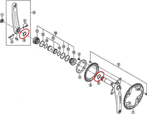 Shimano o-ring t.b.v. crank hollow tech ii links y1f316000