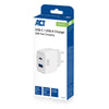 Act connectivity usb-c usb-a lader 20w met power delivery pps, quick charge, ganfast oplader (wit)