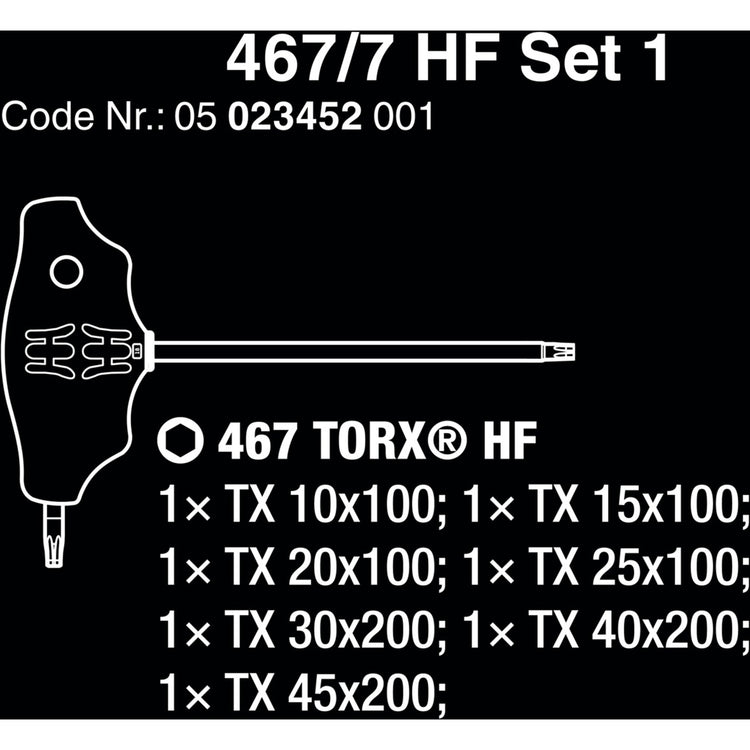 Wera 467 7 torx hf-set 1 kruiskopschroevendraaier + rek, 7 stuks (zwart groen, met holdingfunctie)