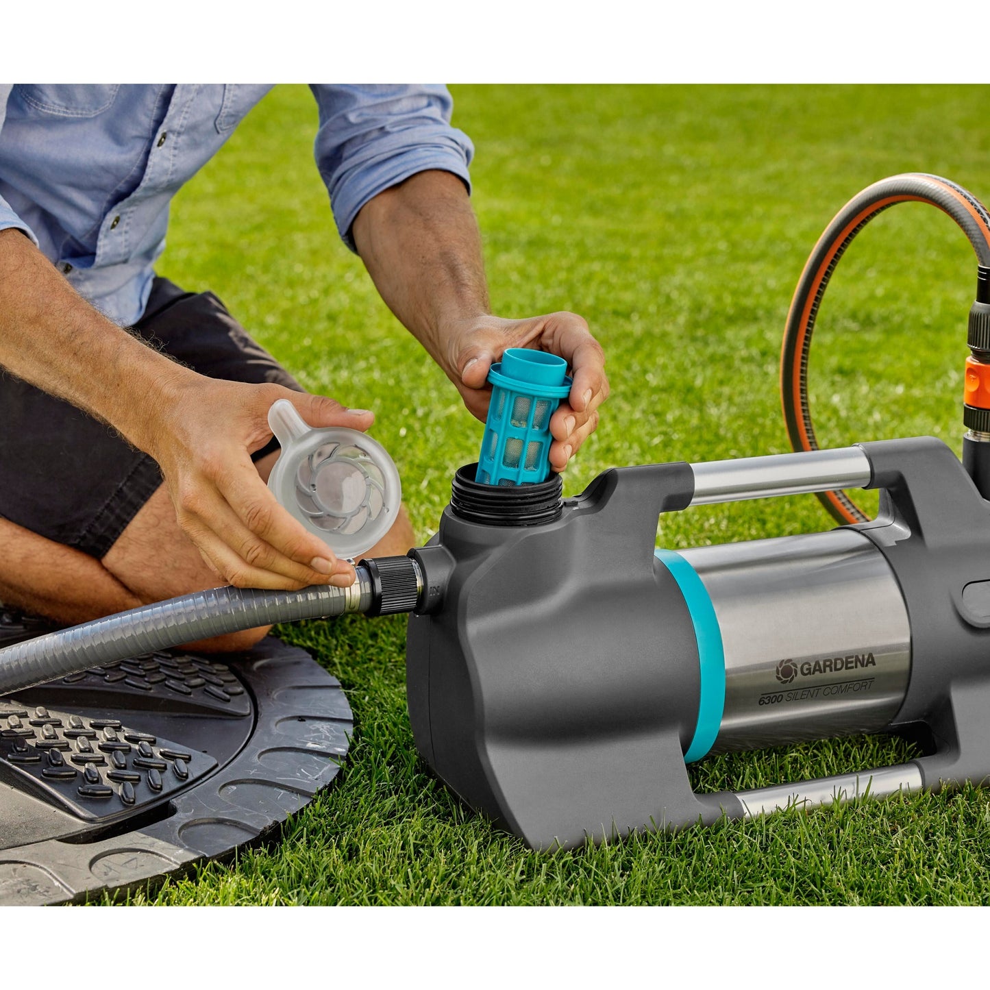 Gardena besproeiingspomp 6300 silentcomfort (donkergrijs roestvrij staal, 1050 watt | bluetooth)