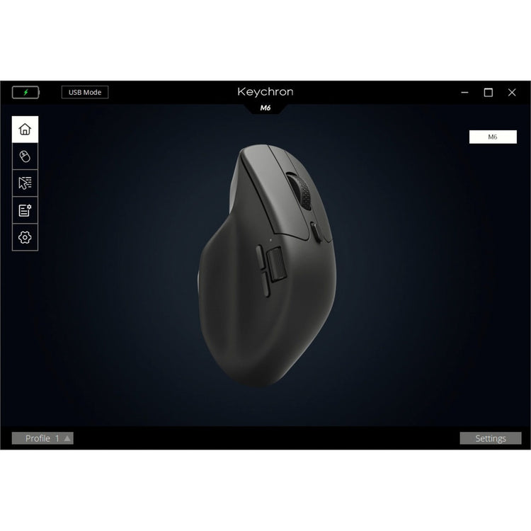 Keychron m6-a1 wireless mouse (zwart, 100 - 26.000 dpi, usb-c bluetooth 5.1 2.4 ghz)