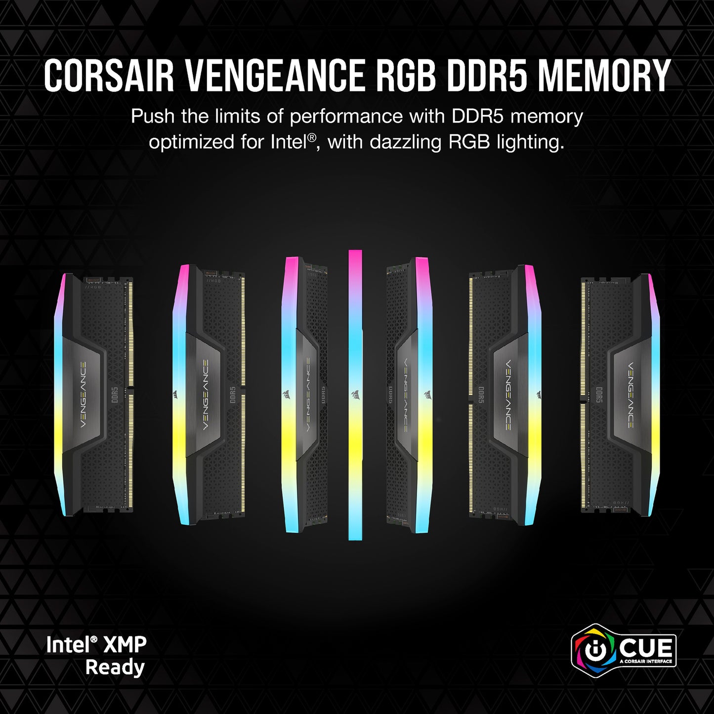 Corsair vengeance rgb 32 gb ddr5-6000 (2x 16 gb) werkgeheugen (zwart, cmh32gx5m2d6000z38, xmp, expo)