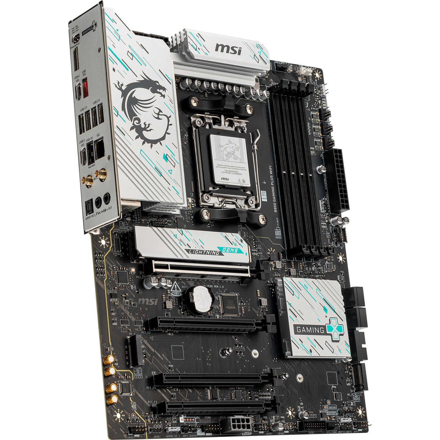 Msi b850 gaming plus wifi socket am5 moederbord (raid, 5gb-lan, wi-fi 7, bt, sound, atx)
