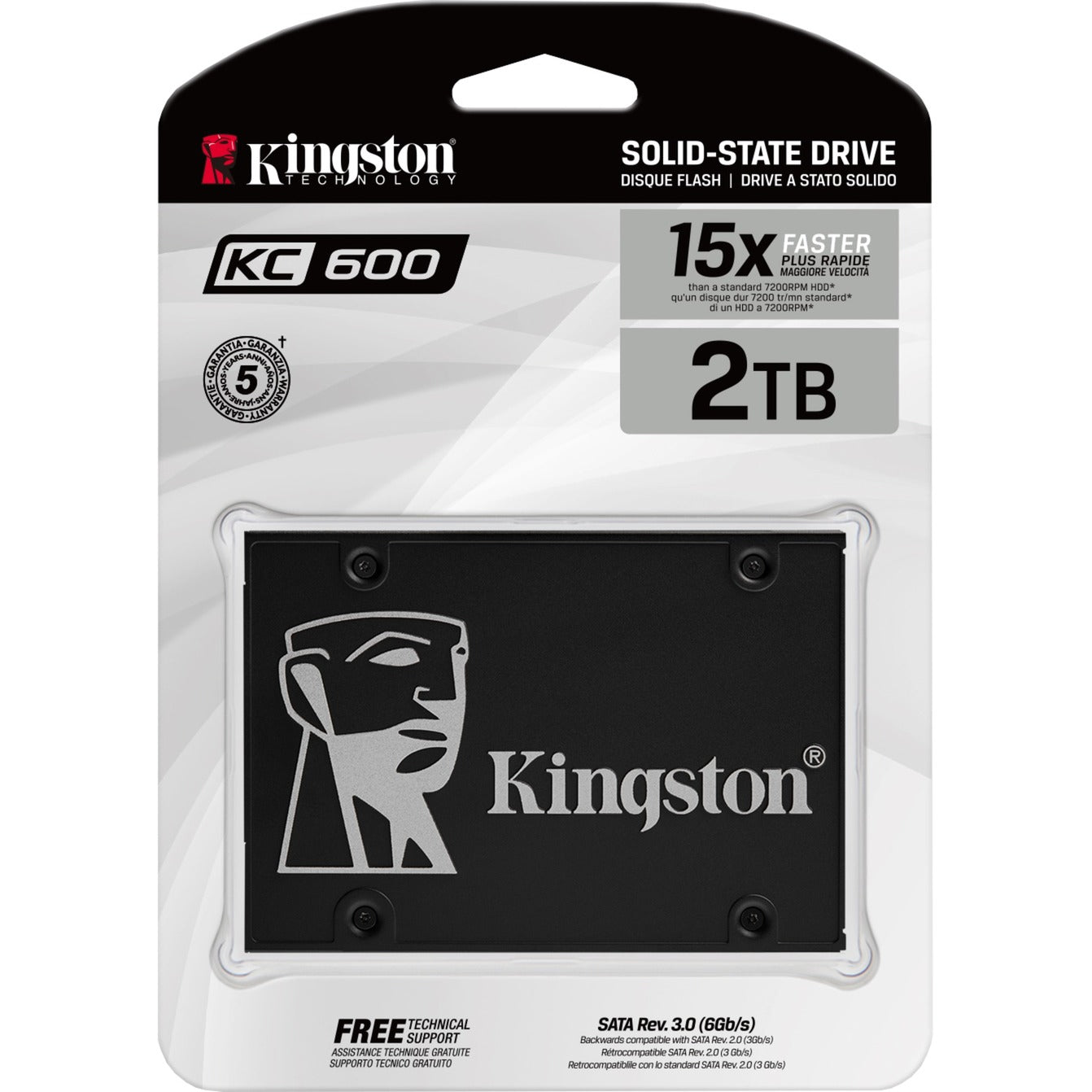 Kingston kc600 2048 gb ssd (zwart, skc600 2048g, sata 600)