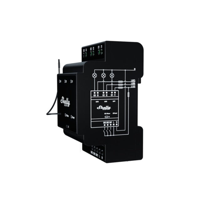 Shelly qubino wave pro 3 schakelaar (zwart, z-wave s800)