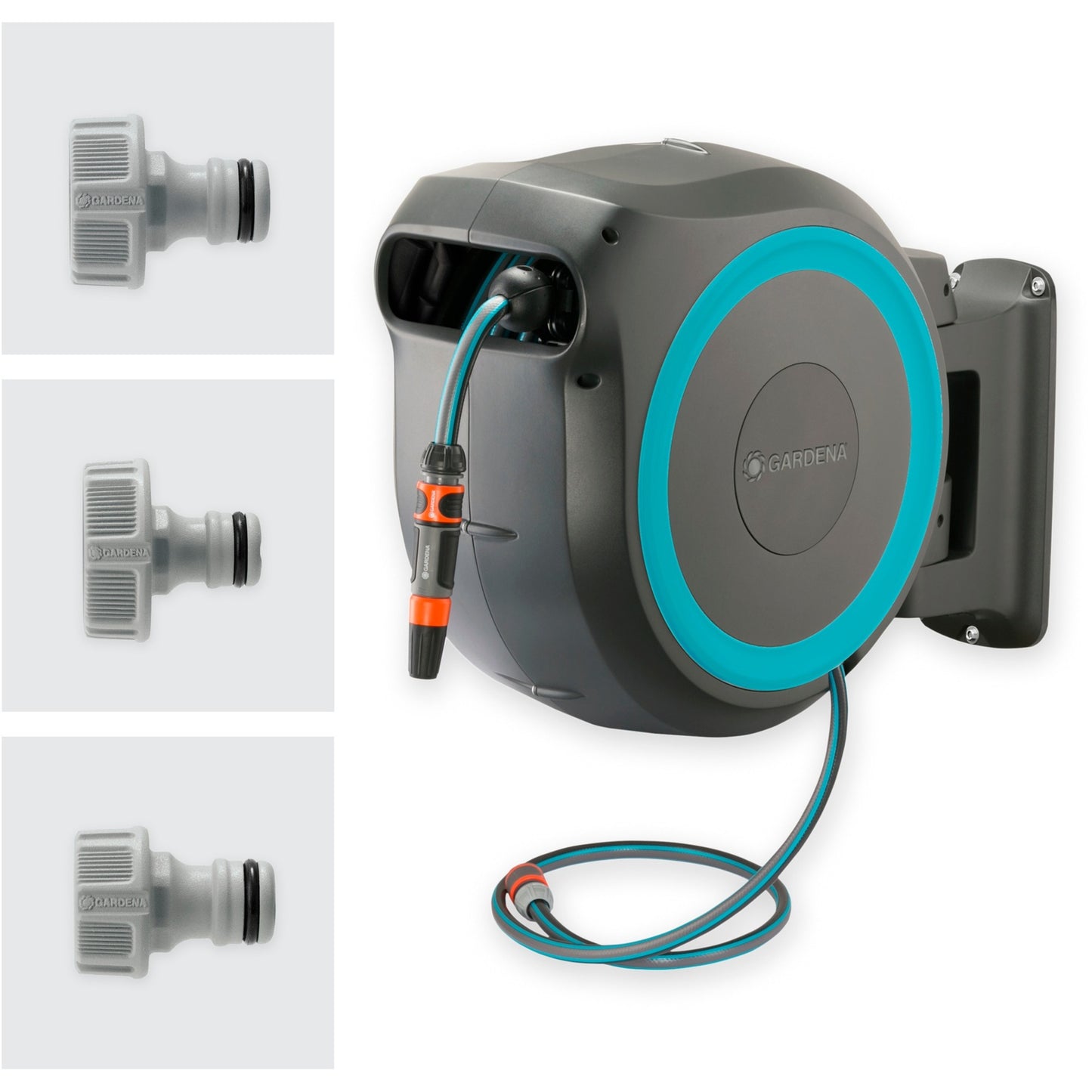 Gardena wandslangenbox rollup xl slanghaspel (grijs turquoise, 18630-20, 35 meter)