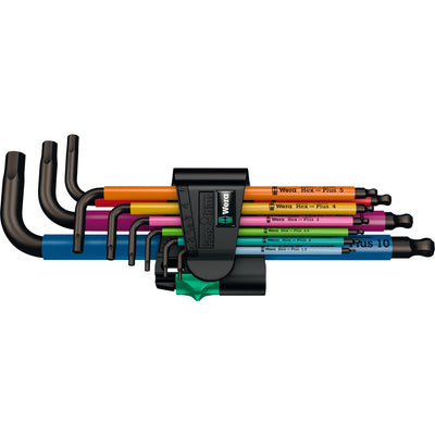 Wera 950 9 hex-plus multicolour 1 stiftsleutelset, metrisch, blacklaser (9-delig)