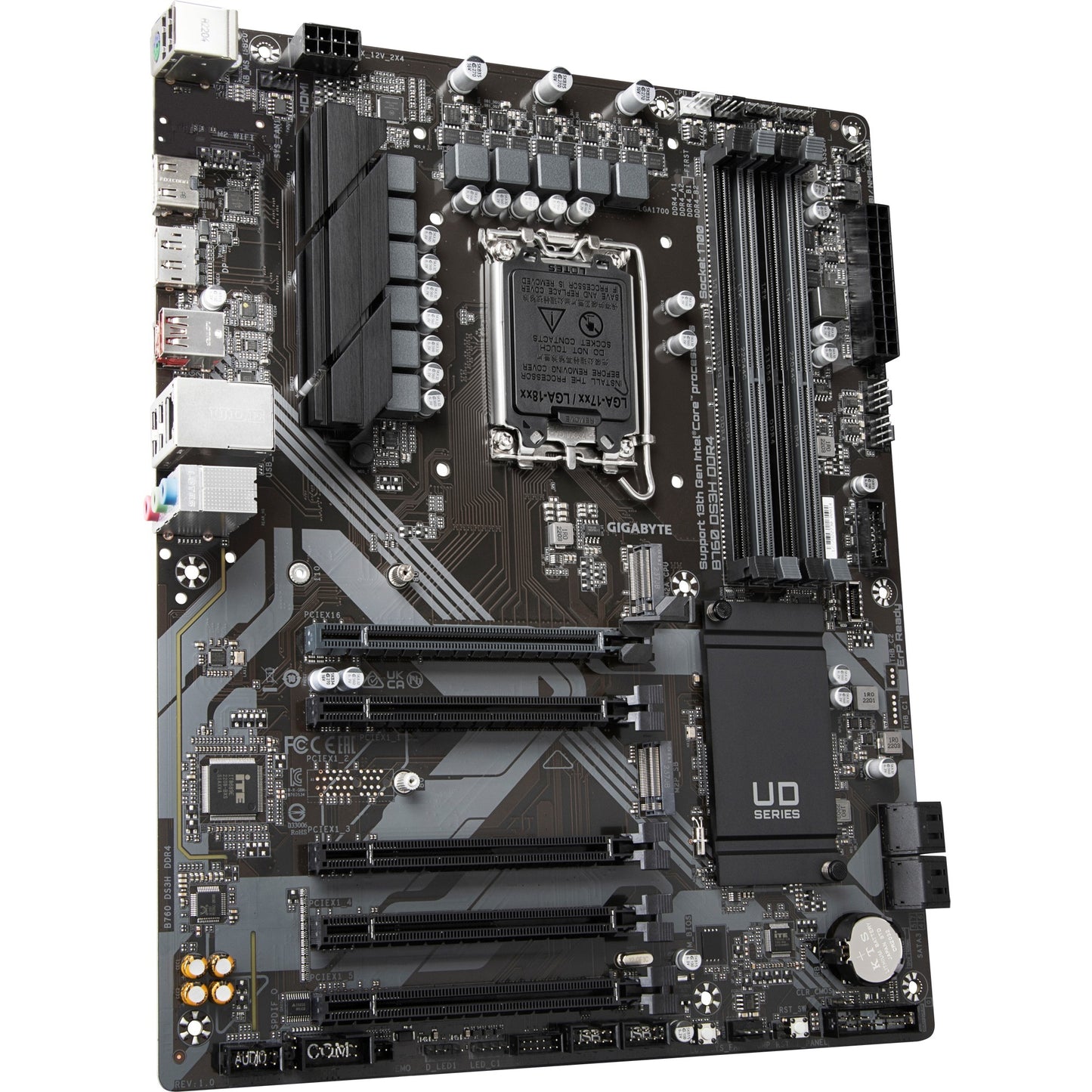 Gigabyte b760 ds3h ddr4 socket 1700 moederbord (zwart grijs, raid, gb-lan, sound, atx)