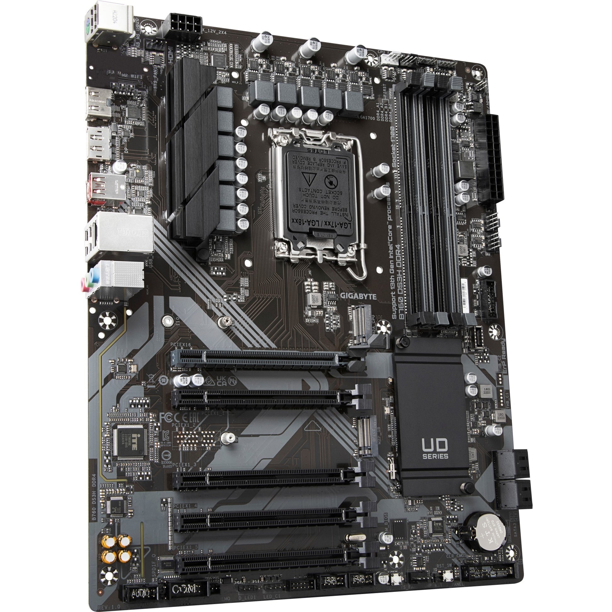 Gigabyte b760 ds3h ddr4 socket 1700 moederbord (zwart grijs, raid, gb-lan, sound, atx)
