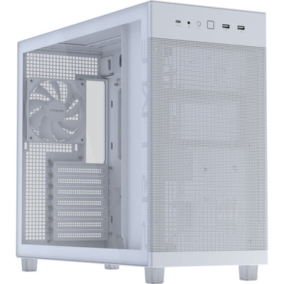 Asus prime ap303 - tempered glass panel midi tower behuizing (wit | 2x usb-a | 1x usb-c | tempered glass)