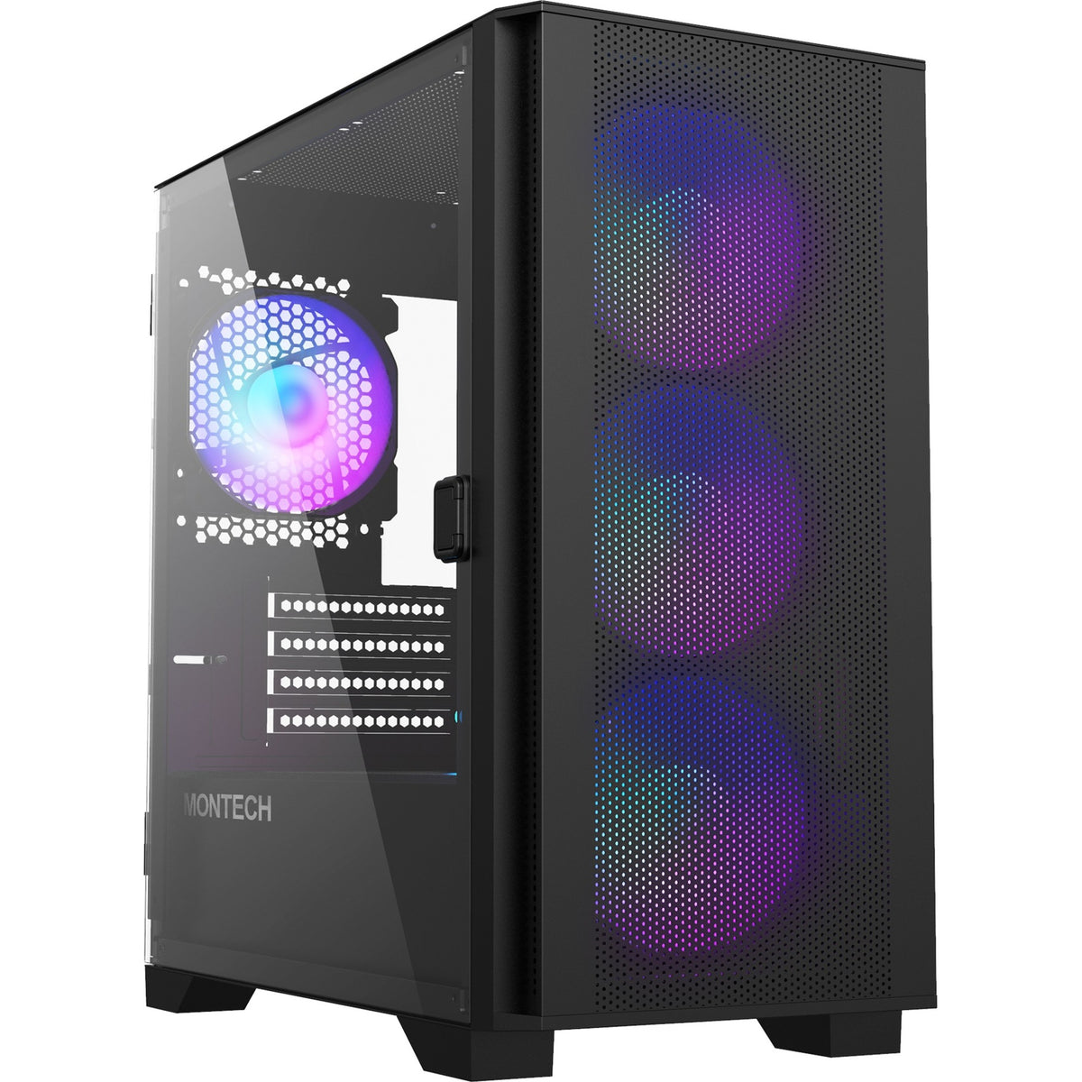Montech air 100 argb mini tower behuizing (zwart | 3x usb-a | tempered glass)