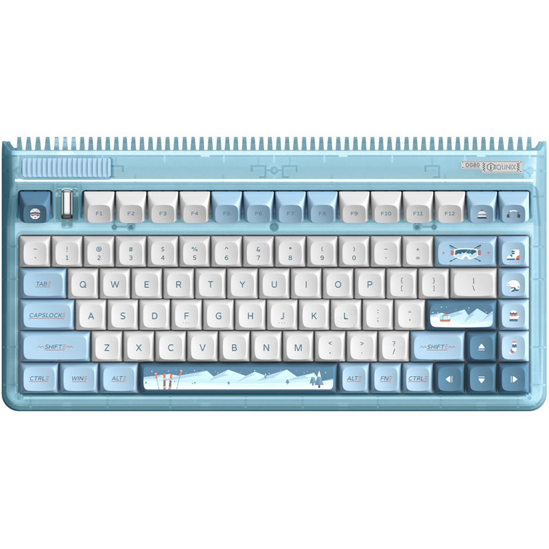 Iqunix og80 wintertide wireless mechanical keyboard (lichtblauw, us lay-out (qwerty), iqunix moonstone, 80% (tkl), rgb leds, hot-swappable, pbt, 2.4ghz | bluetooth 5.1 | usb-c)