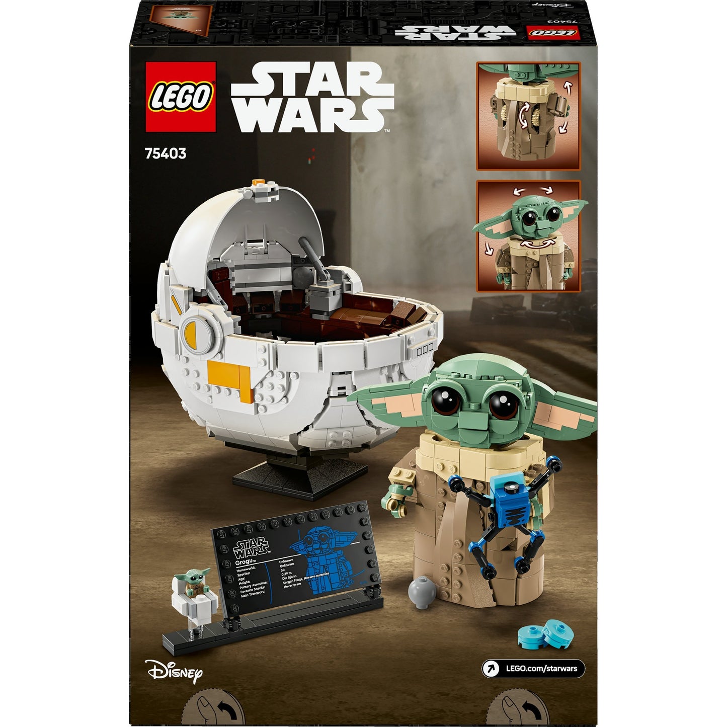 Lego star wars: the mandalorian™ grogu™ met zweefkinderwagen 75403