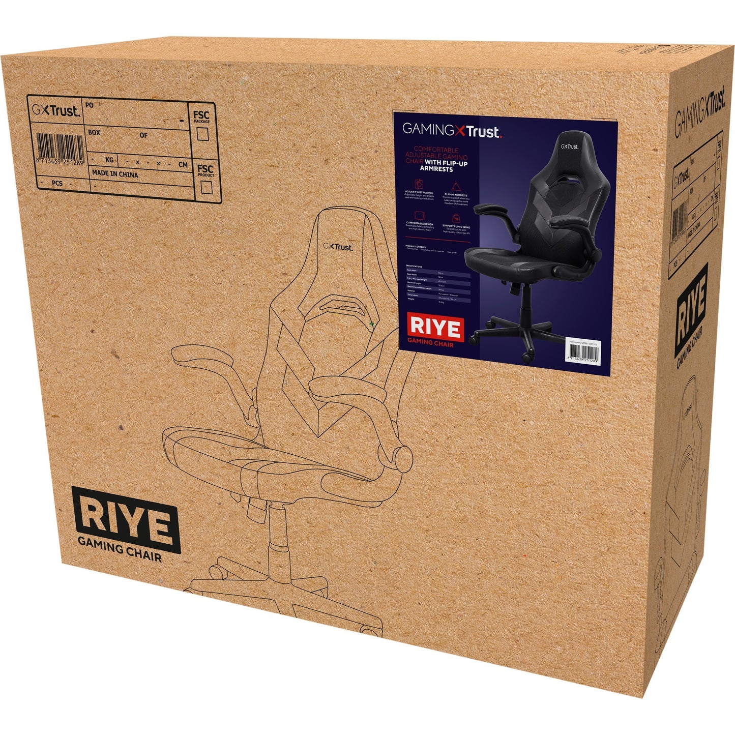 Trust gxt 703 riye gamingstoel (zwart)
