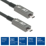 Act connectivity usb-c 3.2 gen2 active optical cable (aoc) aansluitkabel (grijs zwart, 5 meter) - afbeelding 2