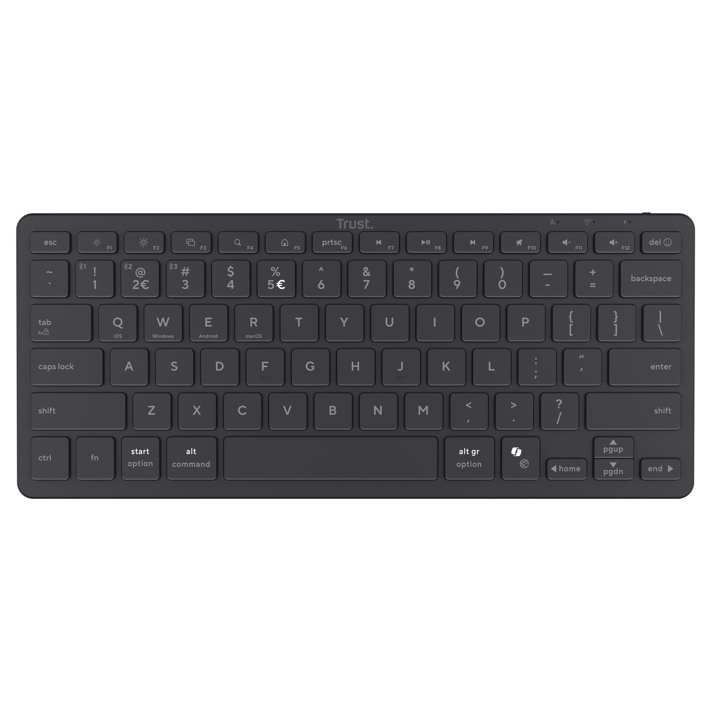 Trust nado ii bluetooth-toetsenbord (zwart, us lay-out (qwerty), scissor switches, 80% (tkl), bluetooth)