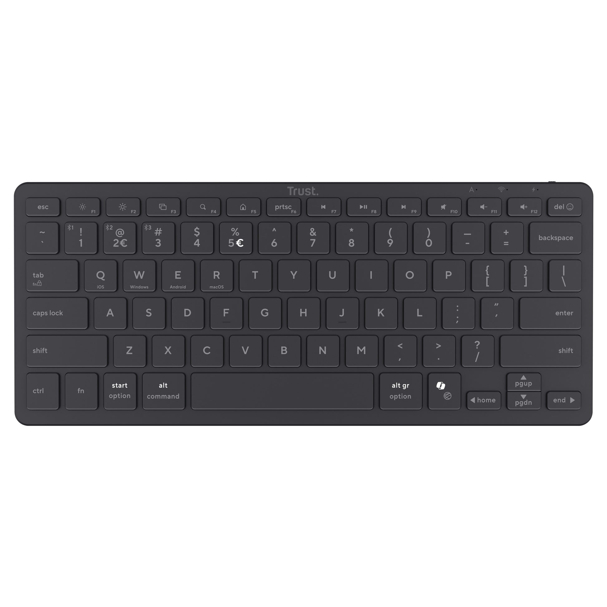 Trust nado ii bluetooth-toetsenbord (zwart, us lay-out (qwerty), scissor switches, 80% (tkl), bluetooth)