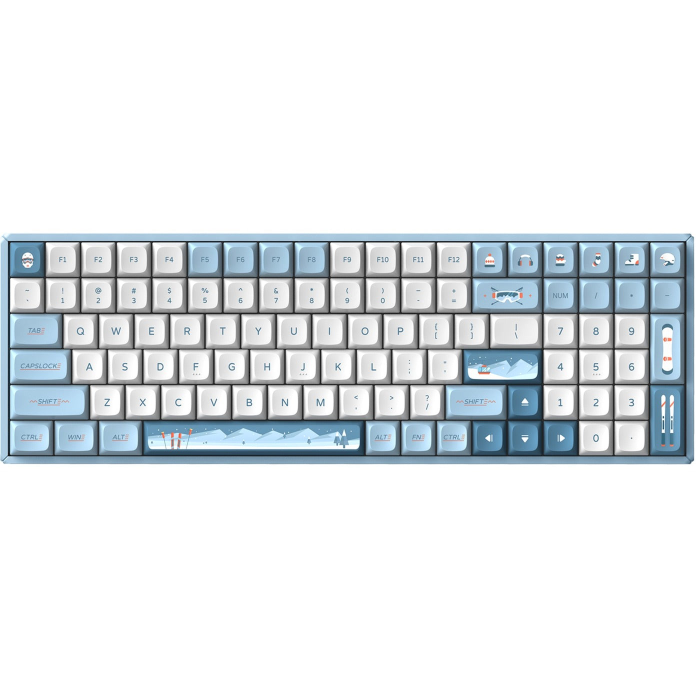 Iqunix f97 wintertide wireless mechanical keyboard (lichtblauw, us lay-out (qwerty), cherry mx silent red, 96%, rgb leds, hot-swappable, pbt, 2.4ghz | bluetooth 5.1 | usb-c)