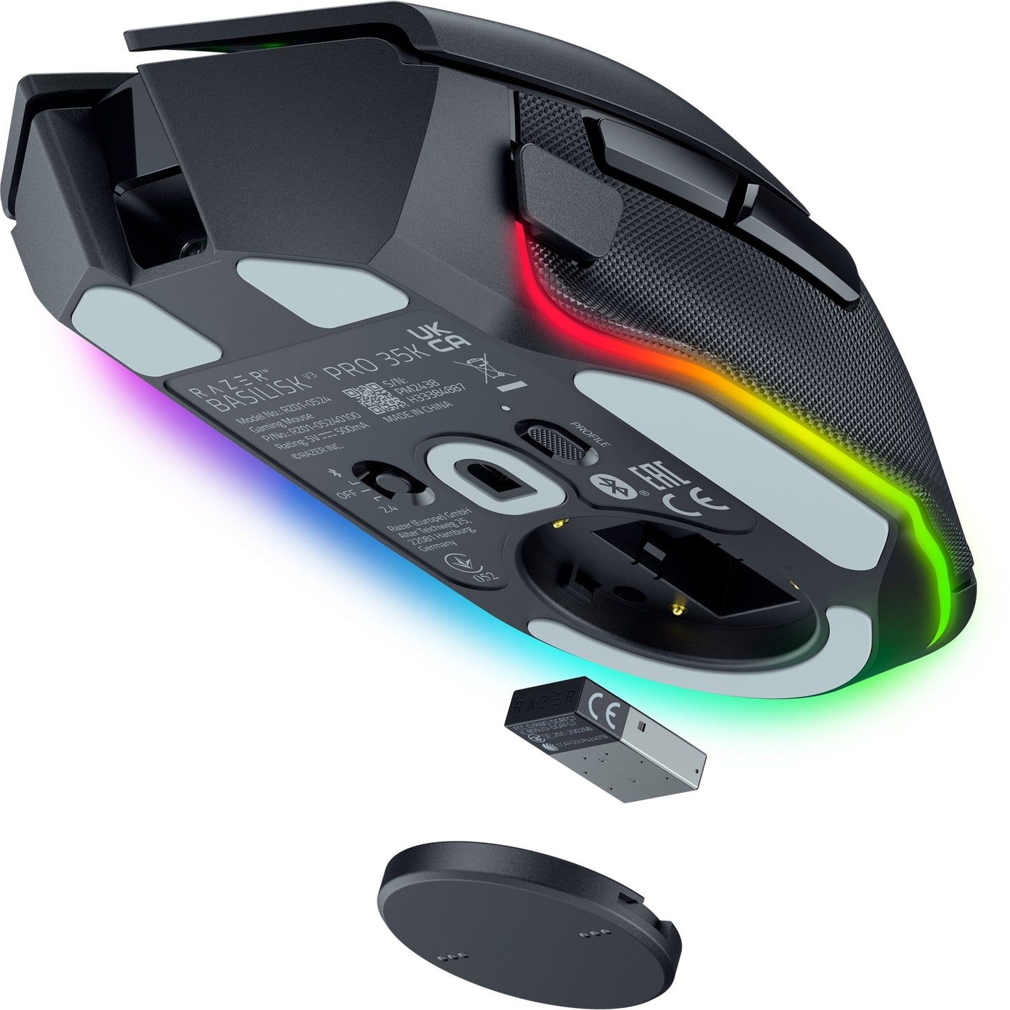 Razer basilisk v3 pro 35k gaming muis (zwart, usb bluetooth hyperspeed wireless, 35000 dpi, chroma rgb)