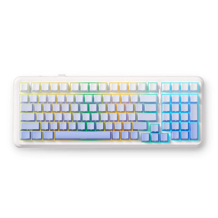 Mchose k99 v2 wireless gasket mount mechanical keyboard (wit, us lay-out (qwerty), kailh box icy creamsicle, 99%, rgb, pbt keycaps, hot-swap, 2.4 ghz | bluetooth | usb-c)