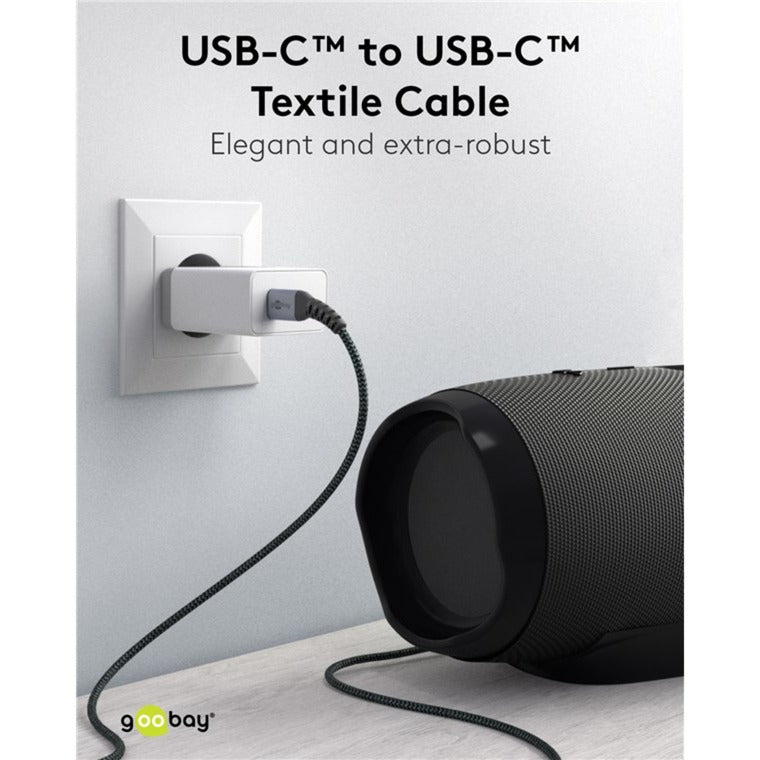Goobay usb-c snellader nano (65 w) en usb-c textielkabel (zwart, 1 meter)