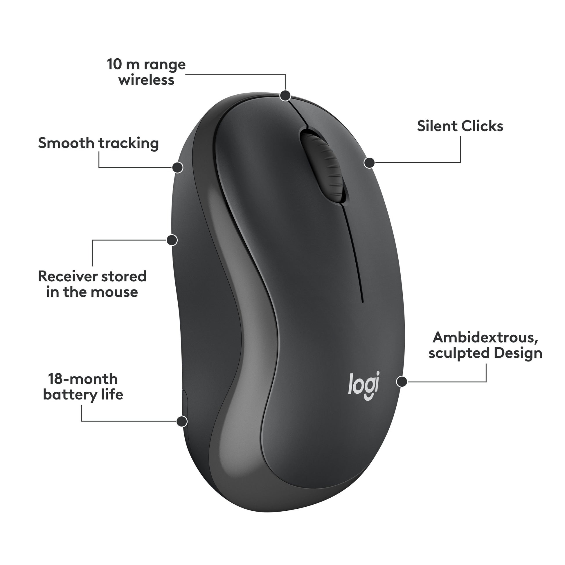 Logitech mk295 silent wireless keyboard and mouse combo desktopset (zwart, us-international lay-out (qwerty), 100%)