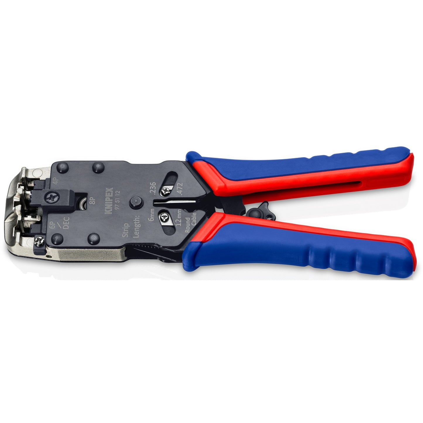 Knipex krimptang 97 51 12 sb (blauw rood, rj-10, rj-11 12 en rj-45)