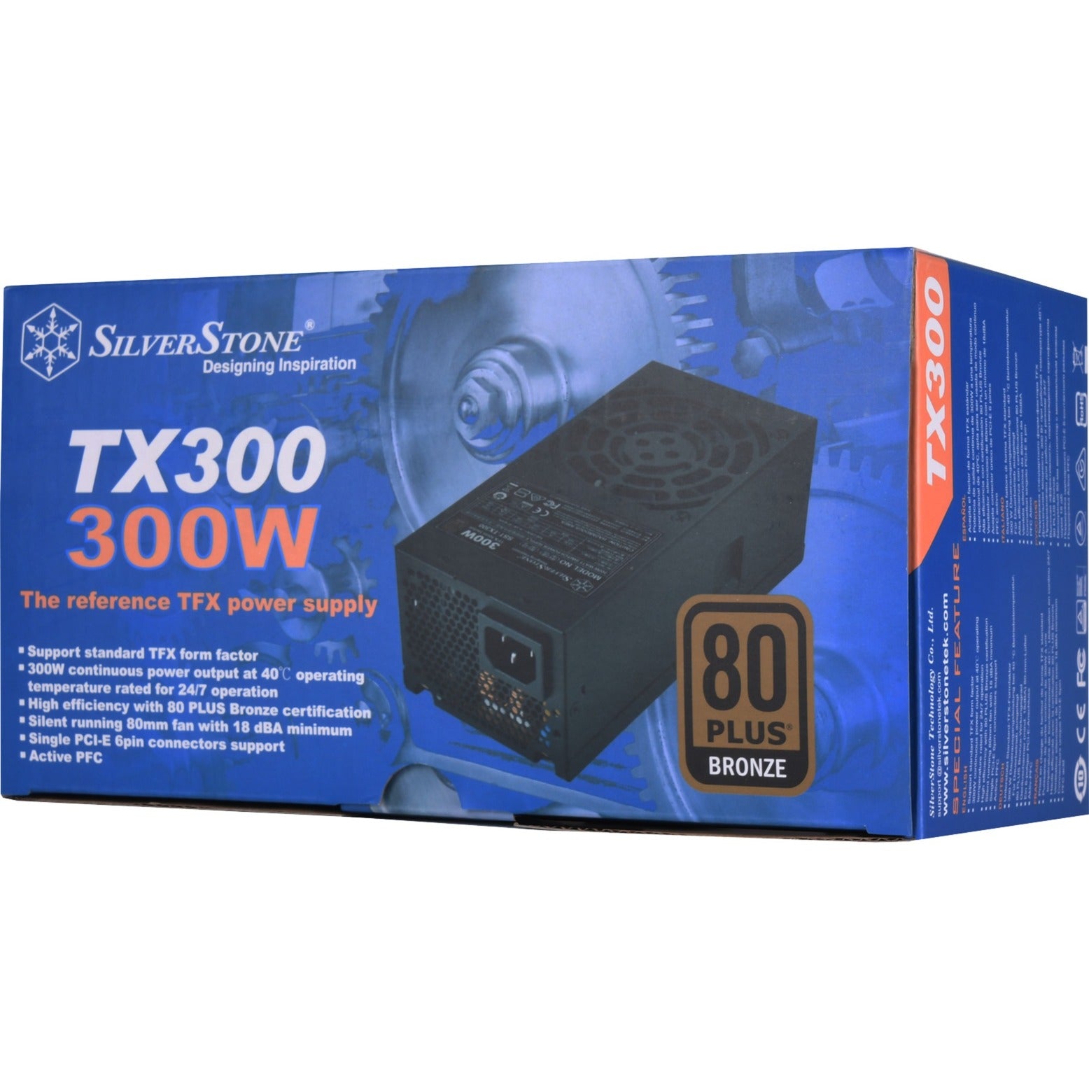 Silverstone tfx tx300 300 watt voeding (zwart)