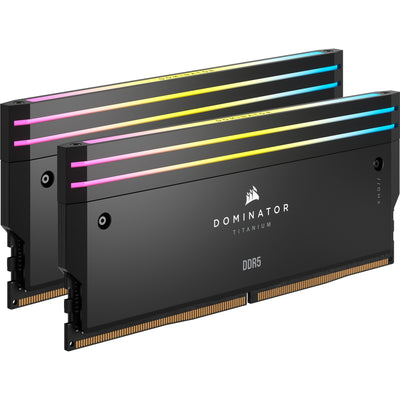 Corsair dominator titanium rgb 64 gb ddr5-6400 (2x 32 gb) werkgeheugen (zwart, cmp64gx5m2b6400c32, xmp 3.0)