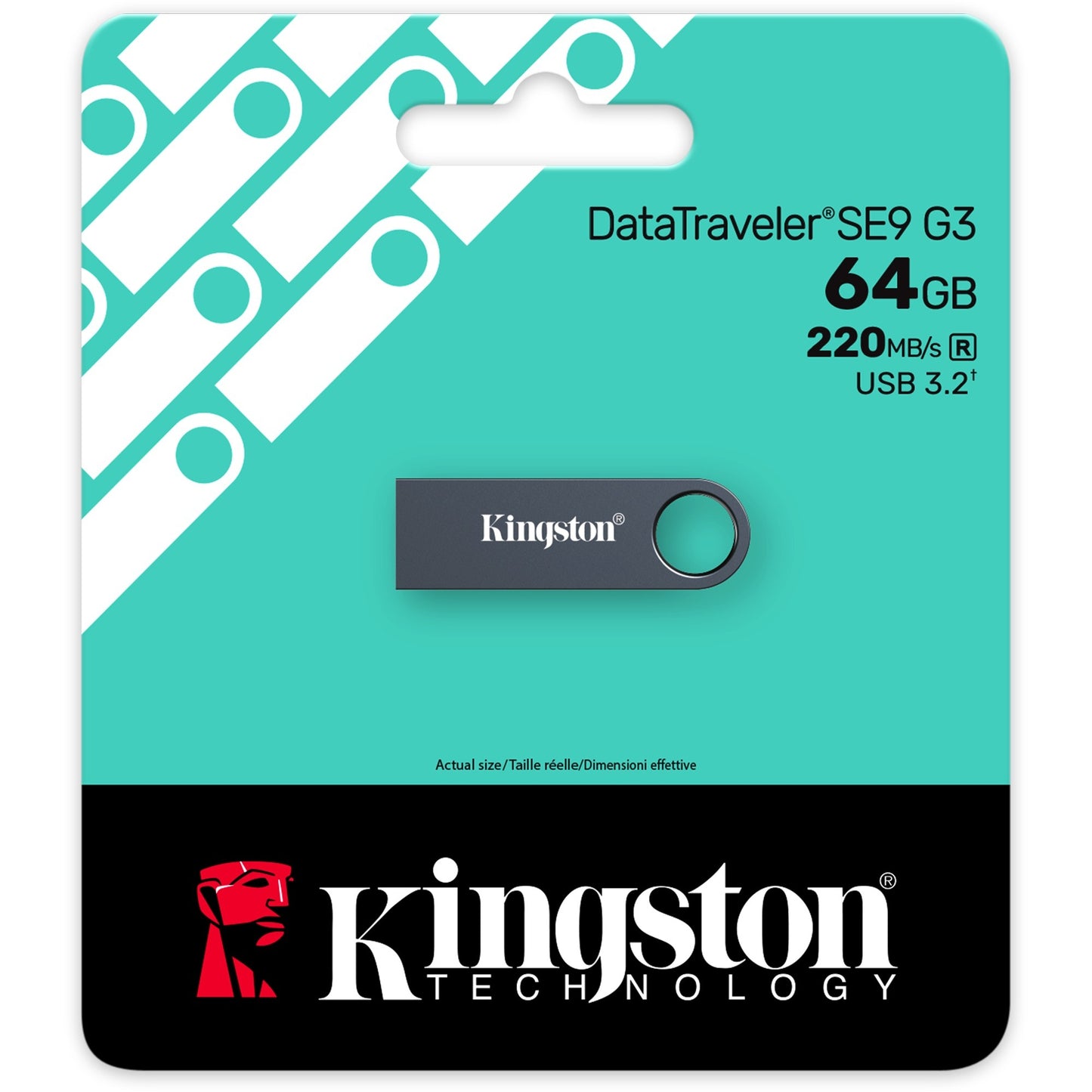 Kingston datatraveler se9 g3 64 gb usb-stick (donkergrijs, ke-u2x64-1ac, usb-a 3.2 (5 gbit s))