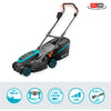 Gardena accugrasmaaier powermax 37 36v p4a set (zwart grijs, 2x li-ion accu 4,0ah, power for all alliance)