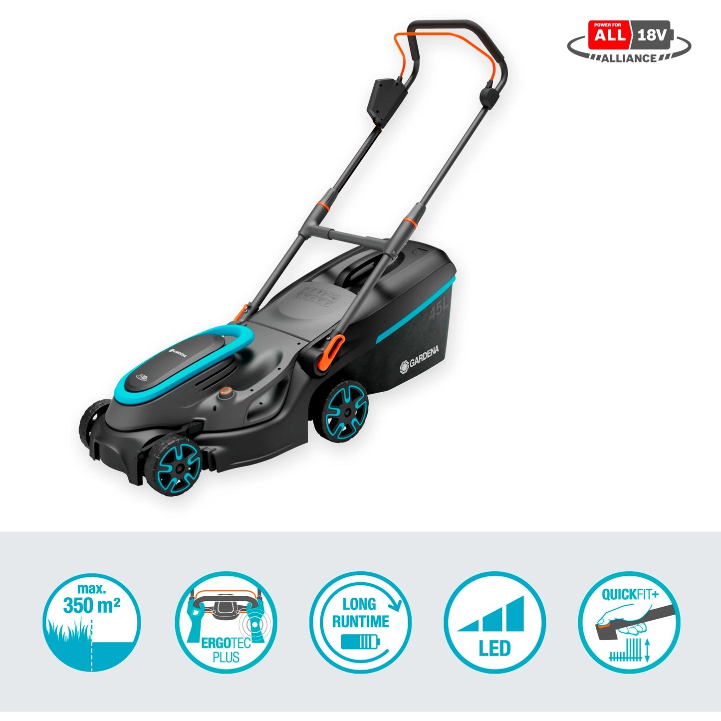 Gardena powermax 37 36v p4a ready-to-use - accu grasmaaier - 37 cm - incl. 2 accu?s