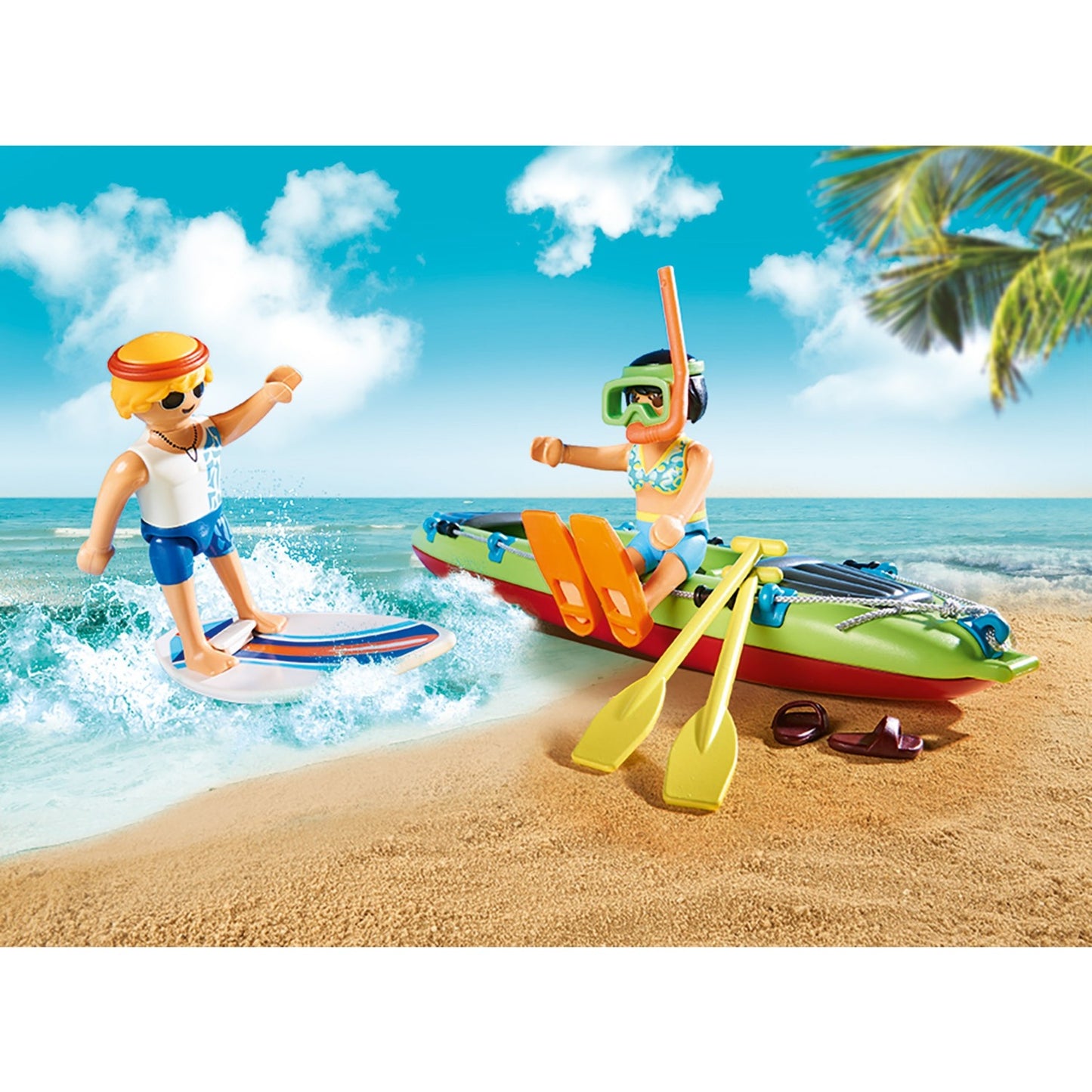 Playmobil family fun - strandwagen met kano's constructiespeelgoed (70436)
