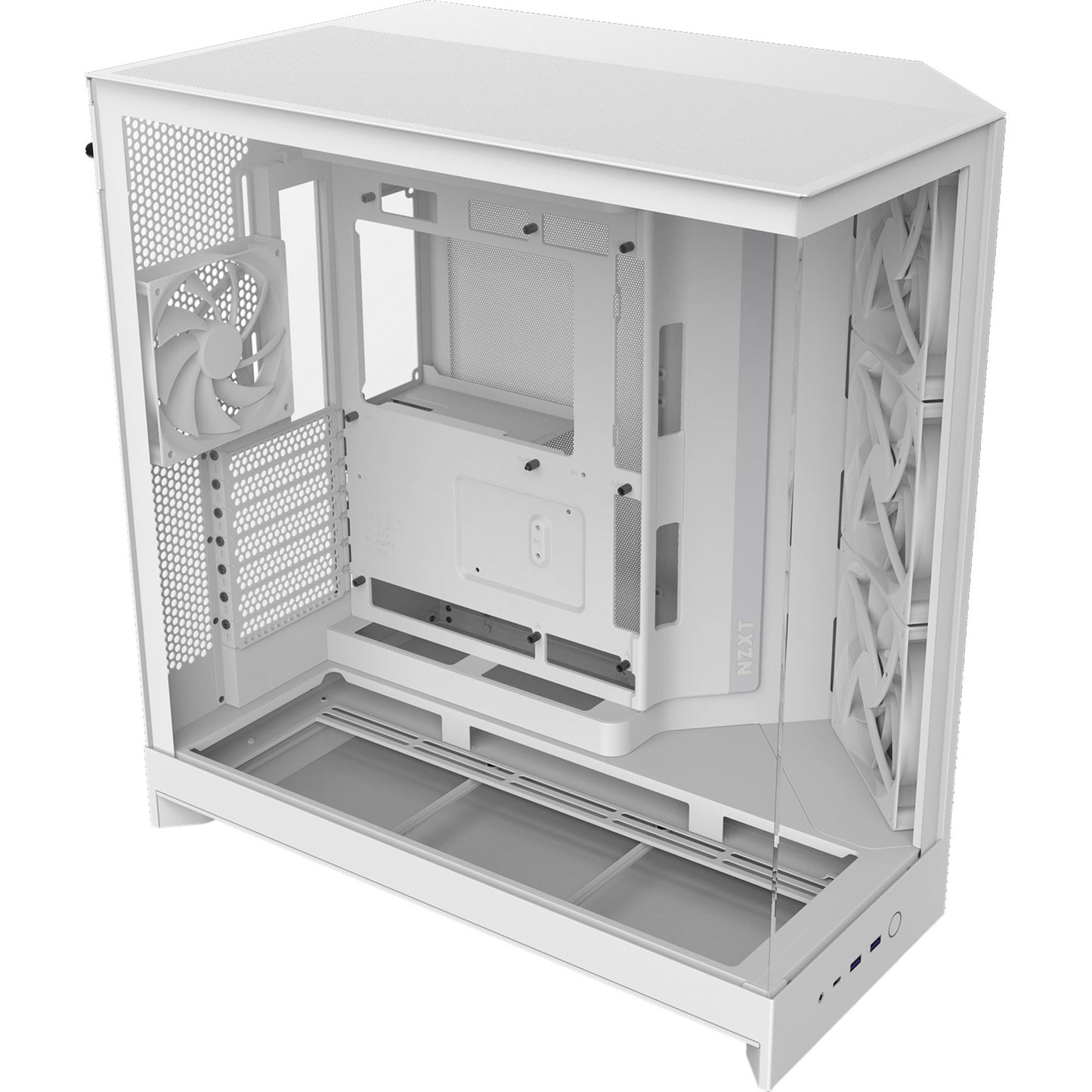 Nzxt h9 flow midi tower behuizing (wit (mat) | 2x usb-a | 1x usb-c | tempered glass)