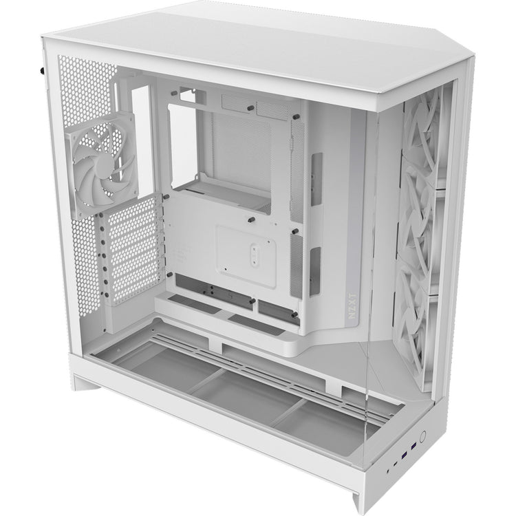 Nzxt h9 flow midi tower behuizing (wit (mat) | 2x usb-a | 1x usb-c | tempered glass)