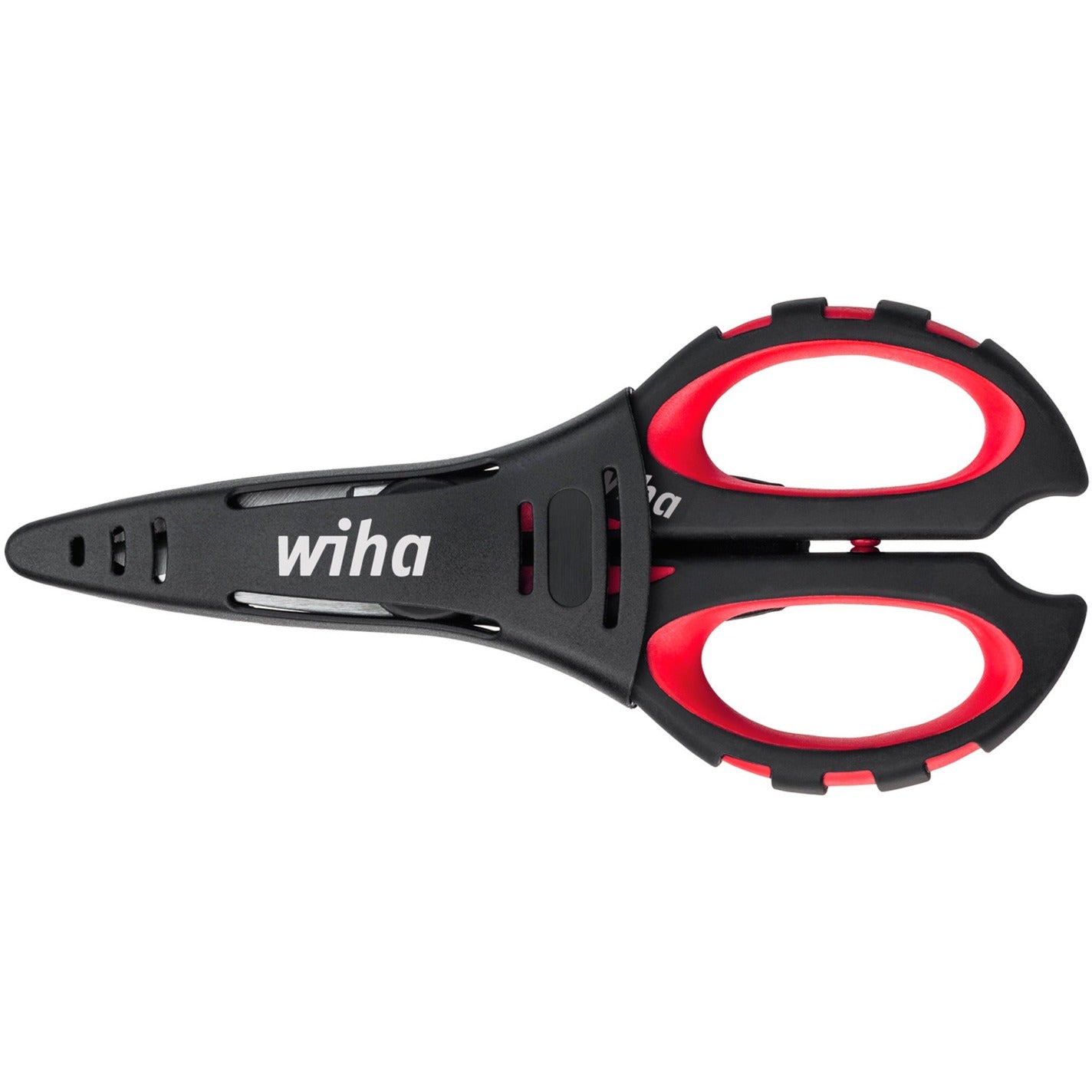 Wiha elektriciensschaar (zwart rood, met krimpfunctie)