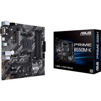 Asus prime b550m-k socket am4 moederbord (zwart wit, raid, gb-lan, sound, µatx)